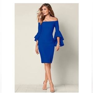 Venus Off Shoulder Bell Sleeve Sheath Dress